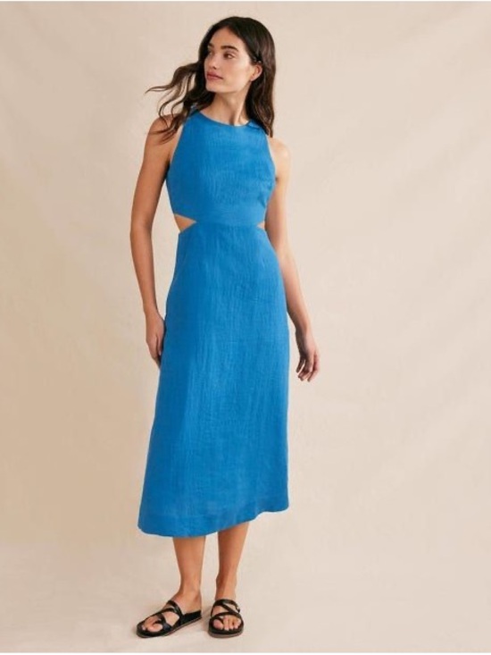 Boden Dresses & Skirts - Boden Bright Blue Midi Dress with Side Cutouts